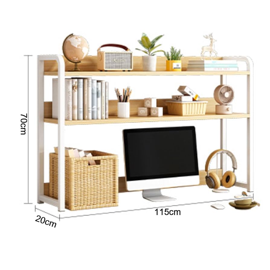 木目調デスク（本棚付き） Amazon.co.jp: 収納棚付きコンピュータデスク、ホームオフィス